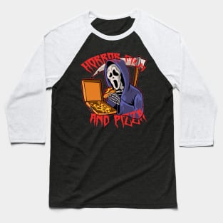 Horror Movie and Pizza ( Creepy Halloween Vibe ) Baseball T-Shirt